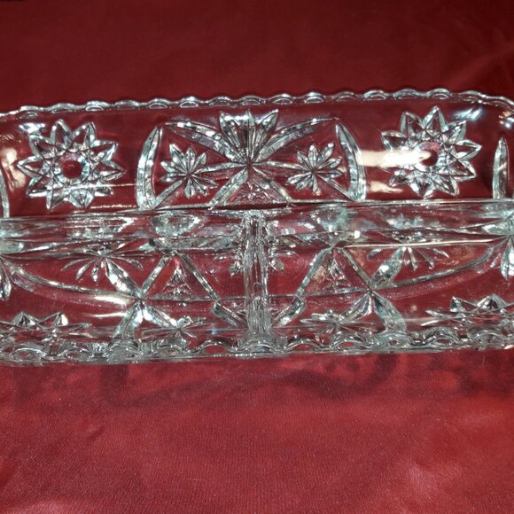 Anchor Hocking Early American Prescut Star of David 3 Part Divided Dish Tray 12" - Picture 4 of 7